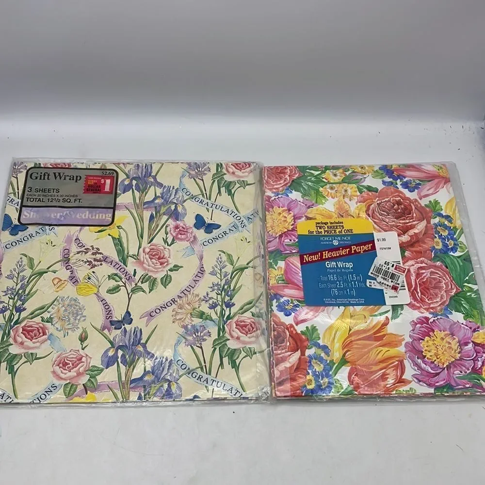 Vintage gift wrap lot floral Christmas Baby birds dolls other new old stock